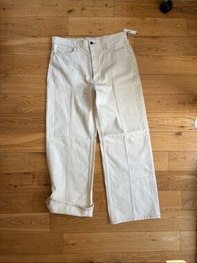 Banana Republic Cream Wide-Leg Jeans with Center Seams